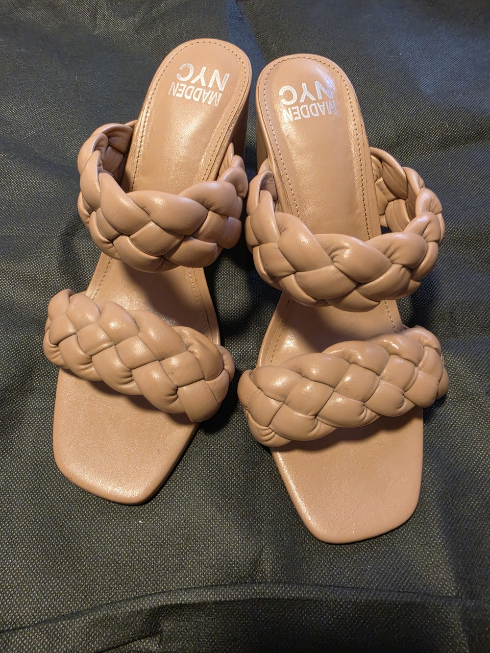 Madden NYC Women's Braided Double-Strap Slide Sandal - Nude